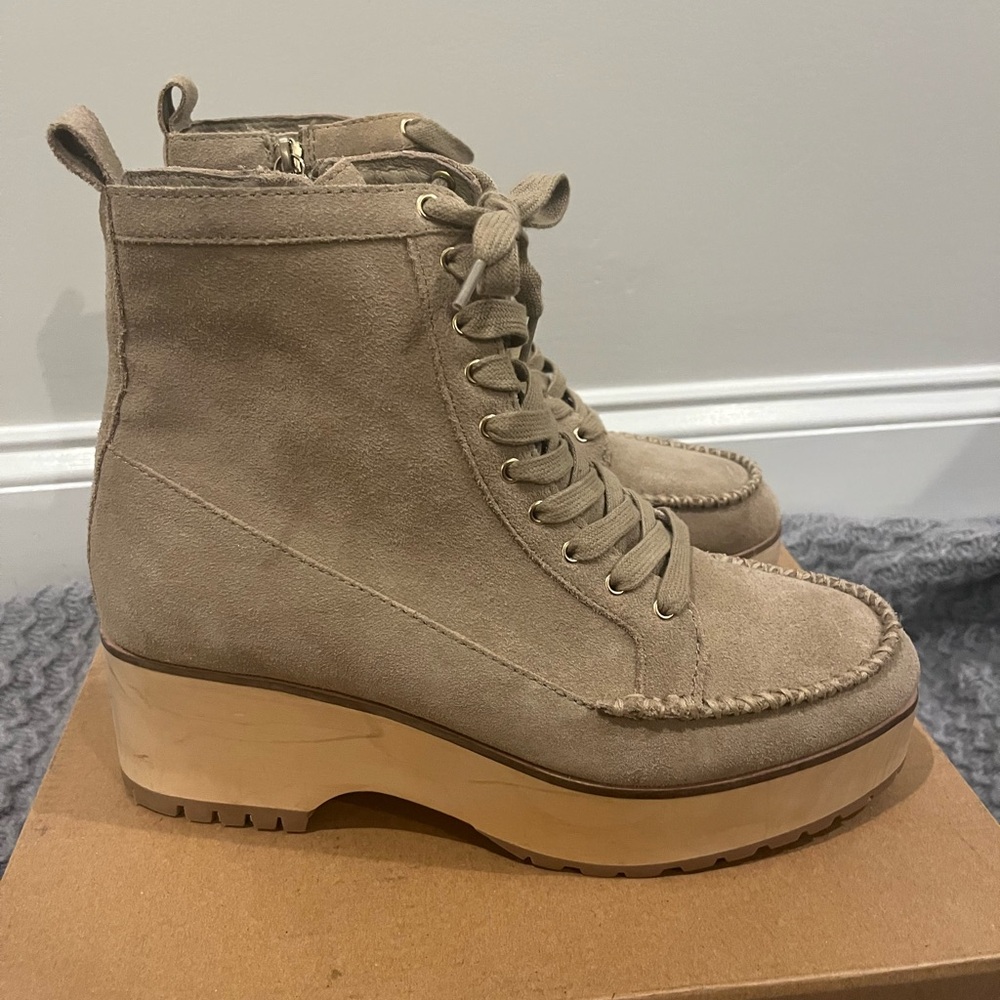 KELSI DAGGER Brooklyn Whip Clog Suede Booties (Fawn)